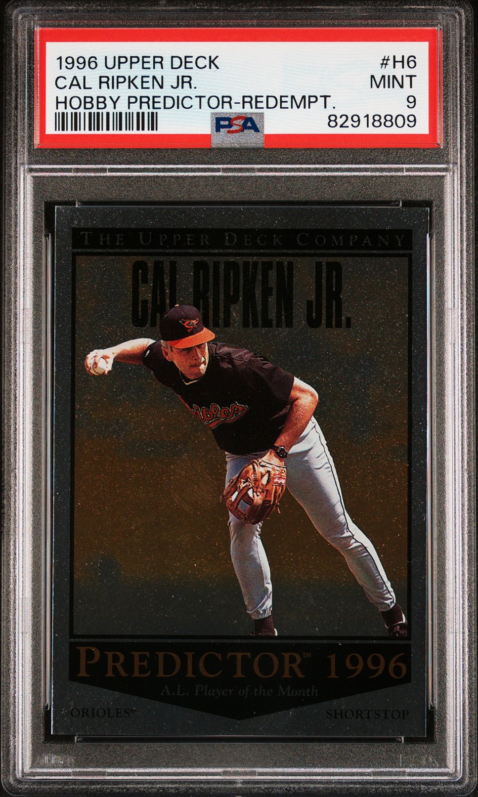 CAL RIPKEN JR PSA 9 1996 Upper Deck Hobby Predictor Redemption #H6 Baseball Graded Cards Insert - Hobby Gems