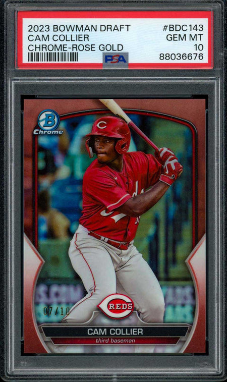 CAM COLLIER PSA 10 2023 Bowman Chrome Draft Rose Gold Refractor #BDC143 07/10 Baseball Graded Cards Parallel Prospect - Hobby Gems