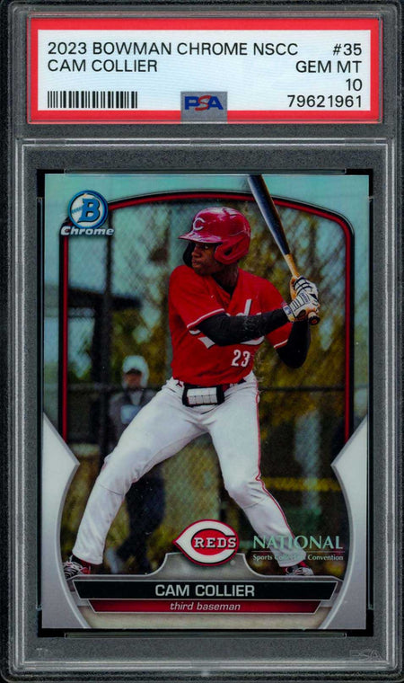 CAM COLLIER PSA 10 2023 Bowman Chrome Refractor National NSCC #35 Baseball Graded Cards Parallel Prospect - Hobby Gems