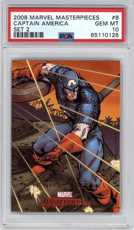 CAPTAIN AMERICA PSA 10 2008 Upper Deck Marvel Masterpieces #8 C1 Marvel Base Graded Cards - Hobby Gems