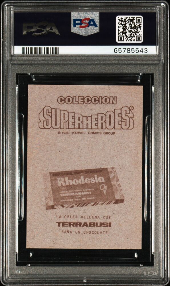 CAPTAIN AMERICA PSA 7 1980 Spanish Marvel Superheroes Terrabusi Insert Card #130 Marvel Graded Cards Insert - Hobby Gems