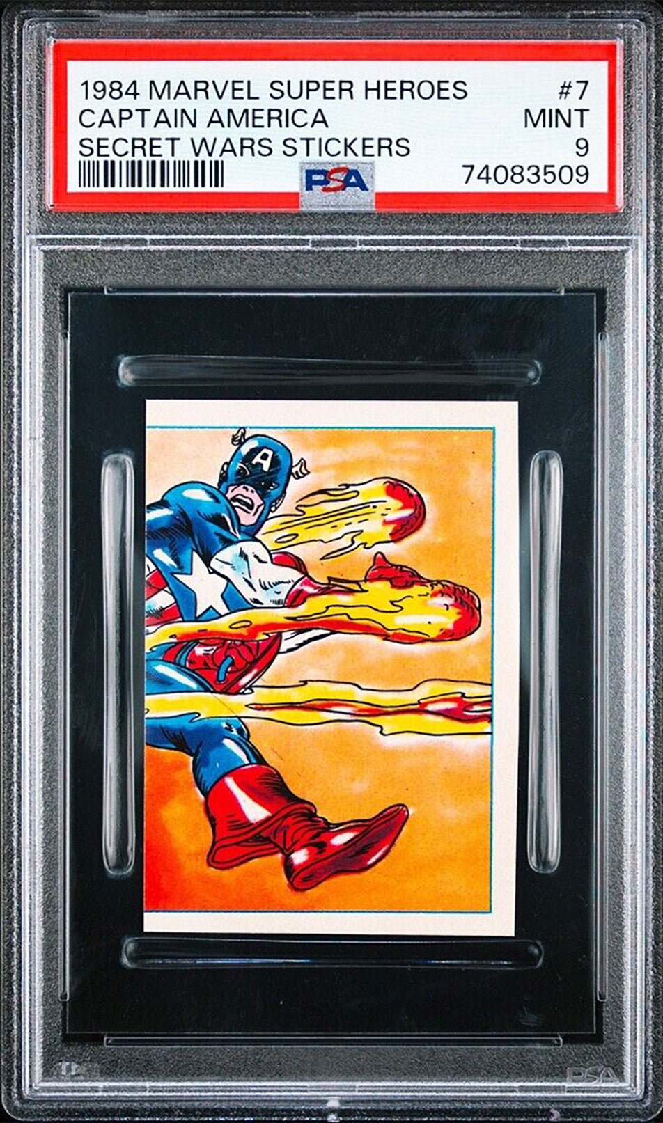 CAPTAIN AMERICA PSA 9 1984 Marvel Super Heroes Secret Wars Sticker #2 Marvel Graded Cards Sticker - Hobby Gems