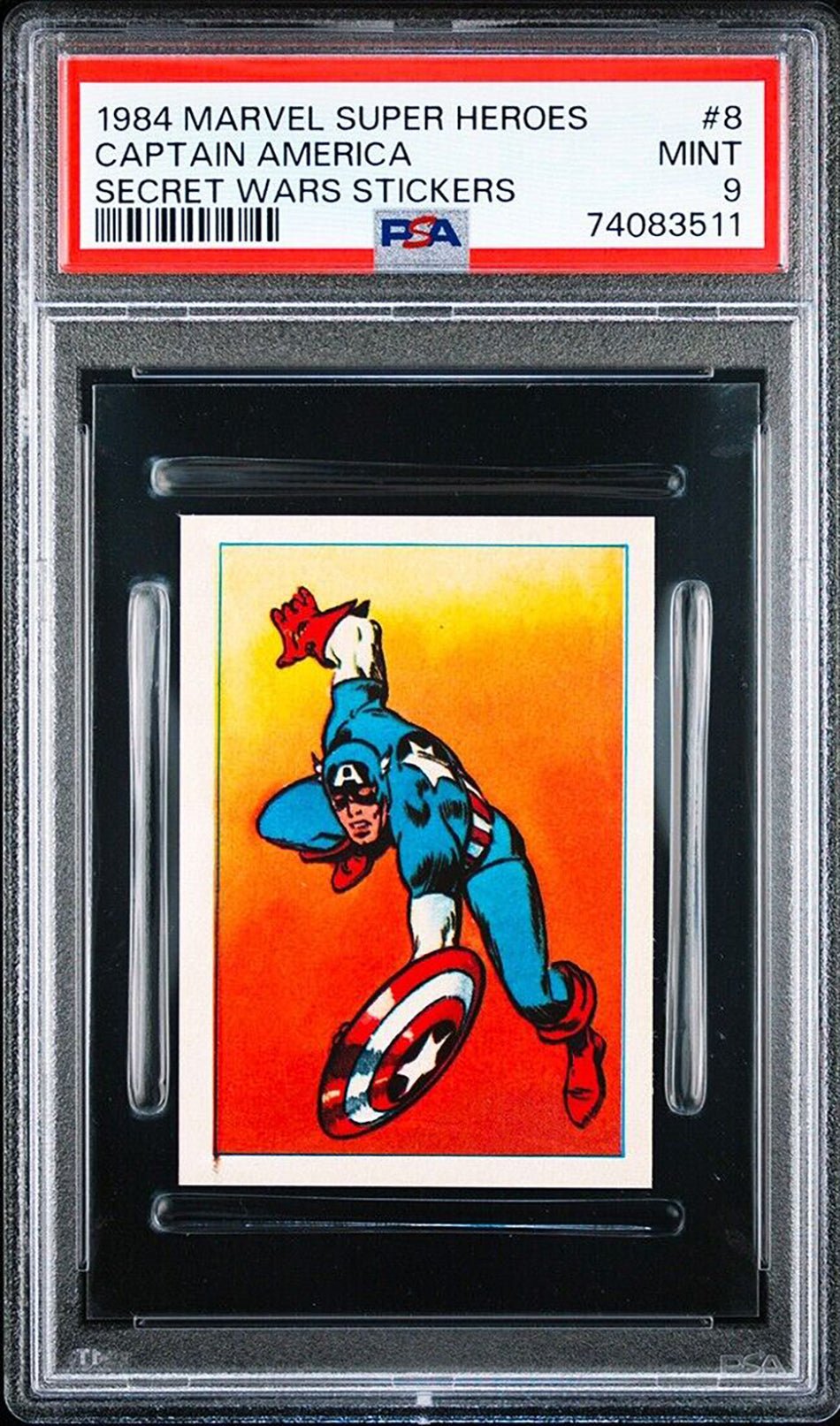 CAPTAIN AMERICA PSA 9 1984 Marvel Super Heroes Secret Wars Sticker #8 Marvel Graded Cards Sticker - Hobby Gems