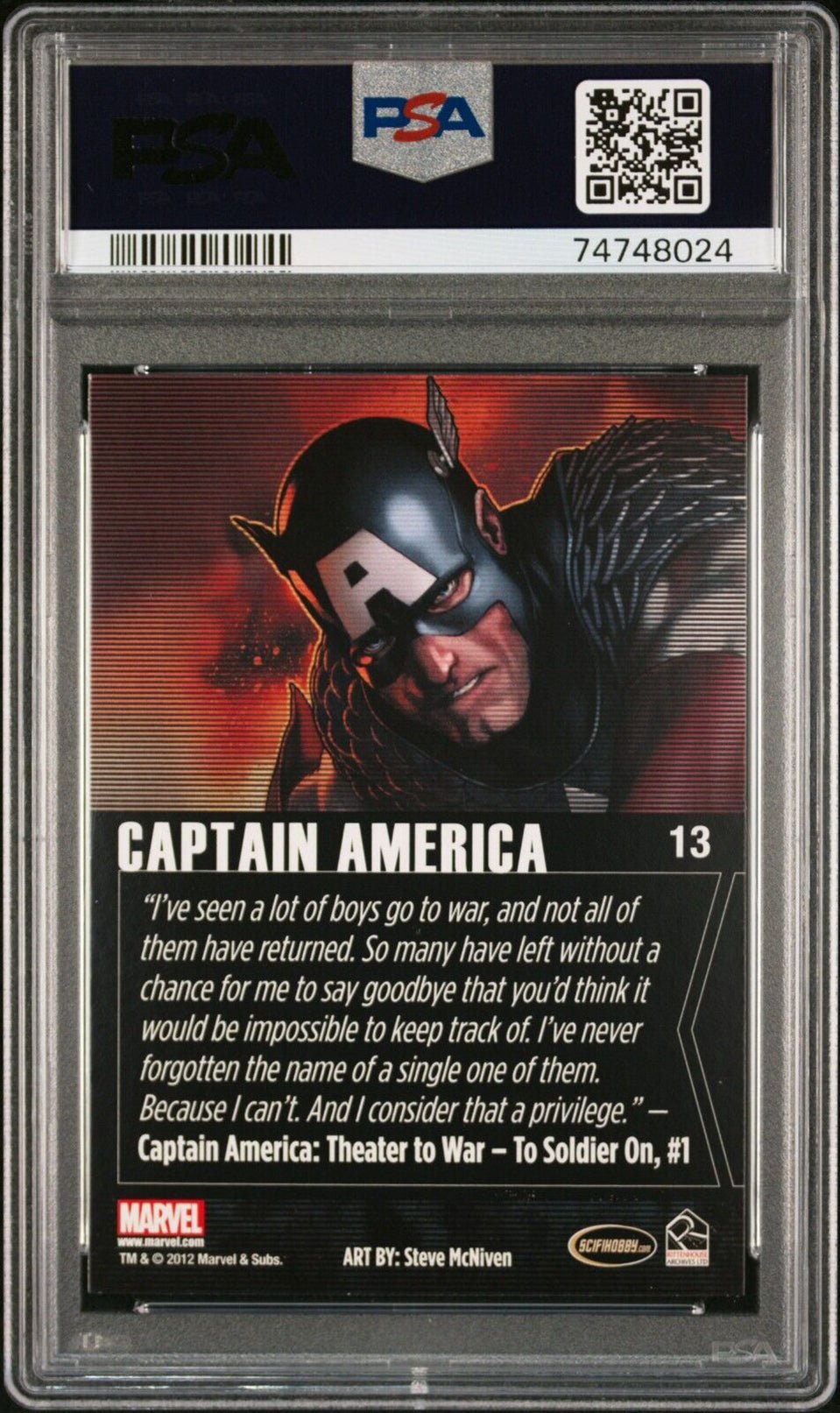 CAPTAIN AMERICA PSA 9 2012 Marvel Greatest Heroes #13 Marvel Base Graded Cards - Hobby Gems