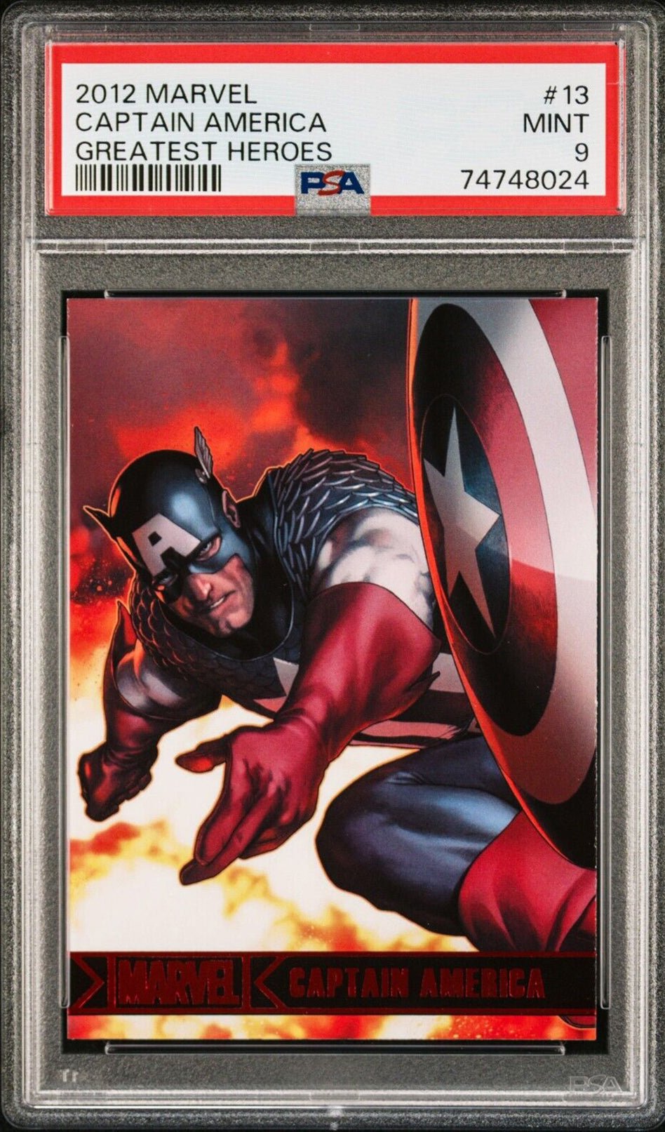 CAPTAIN AMERICA PSA 9 2012 Marvel Greatest Heroes #13 Marvel Base Graded Cards - Hobby Gems