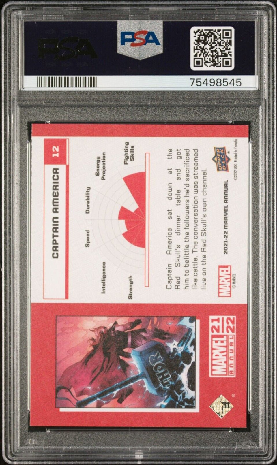 CAPTAIN AMERICA PSA 9 2021 Upper Deck Marvel Annual Canvas Variant #12 C1 Marvel Graded Cards Parallel - Hobby Gems