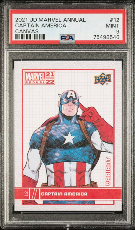 CAPTAIN AMERICA PSA 9 2021 Upper Deck Marvel Annual Canvas Variant #12 C2 Marvel Graded Cards Parallel - Hobby Gems