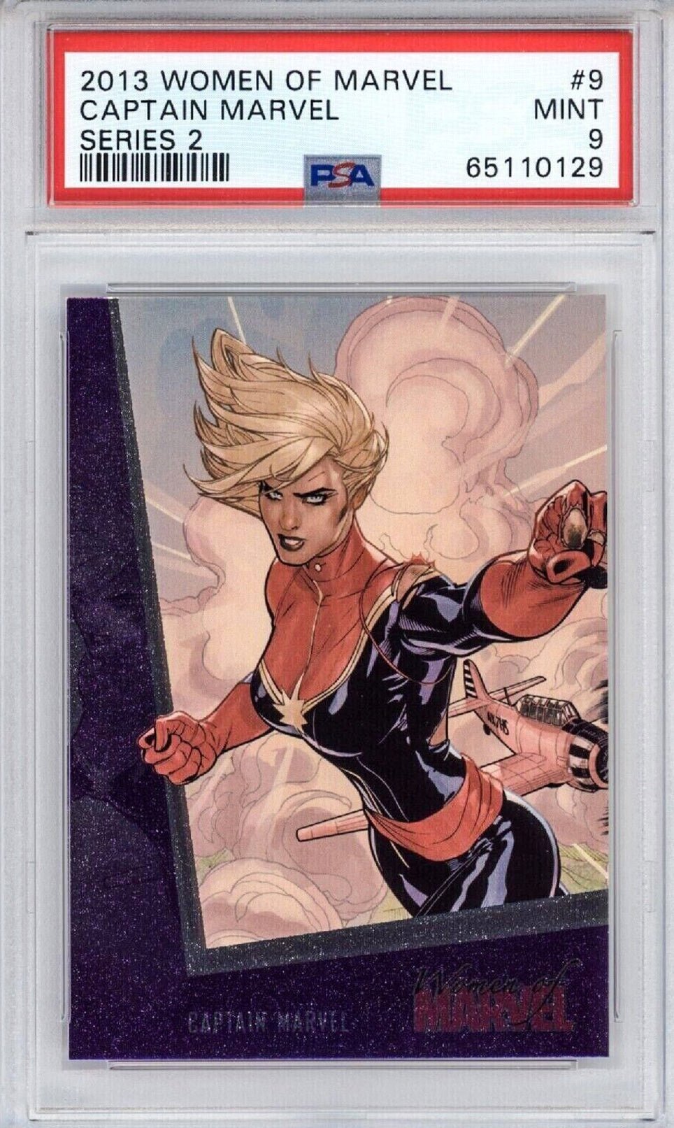 CAPTAIN MARVEL PSA 9 2013 Rittenhouse Women of Marvel #9 C2 Marvel Base Graded Cards - Hobby Gems