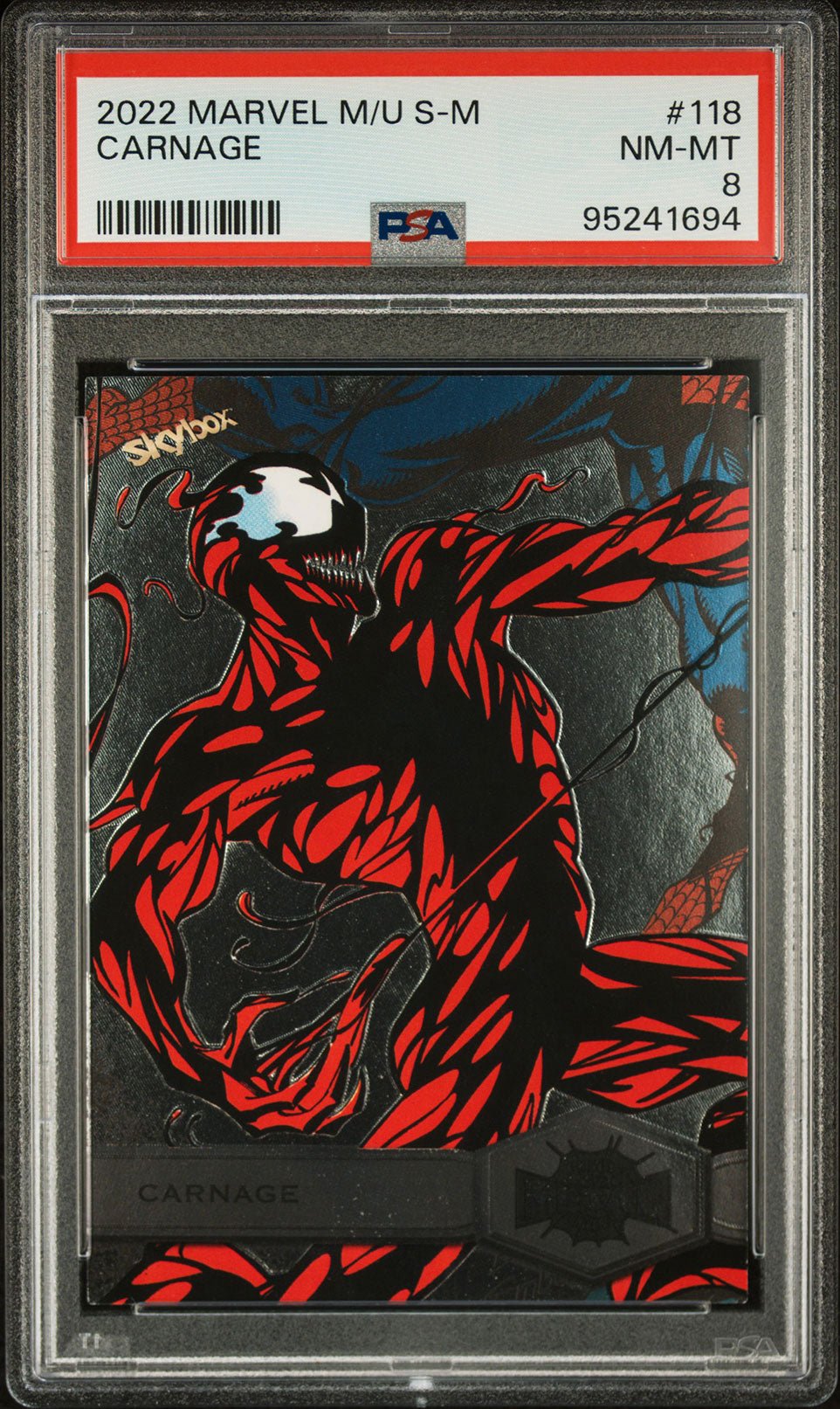 CARNAGE PSA 8 2022 Skybox Marvel Metal Universe Spider - Man #118 C1 Marvel Base Graded Cards - Hobby Gems