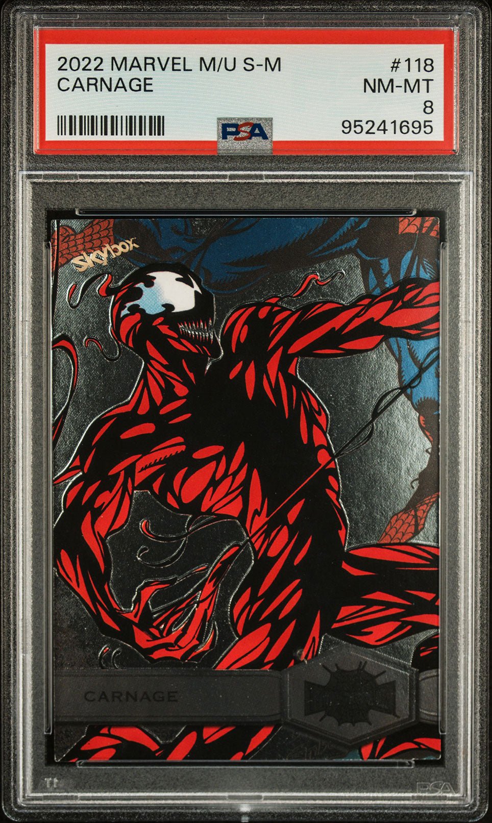 CARNAGE PSA 8 2022 Skybox Marvel Metal Universe Spider - Man #118 C2 Marvel Base Graded Cards - Hobby Gems