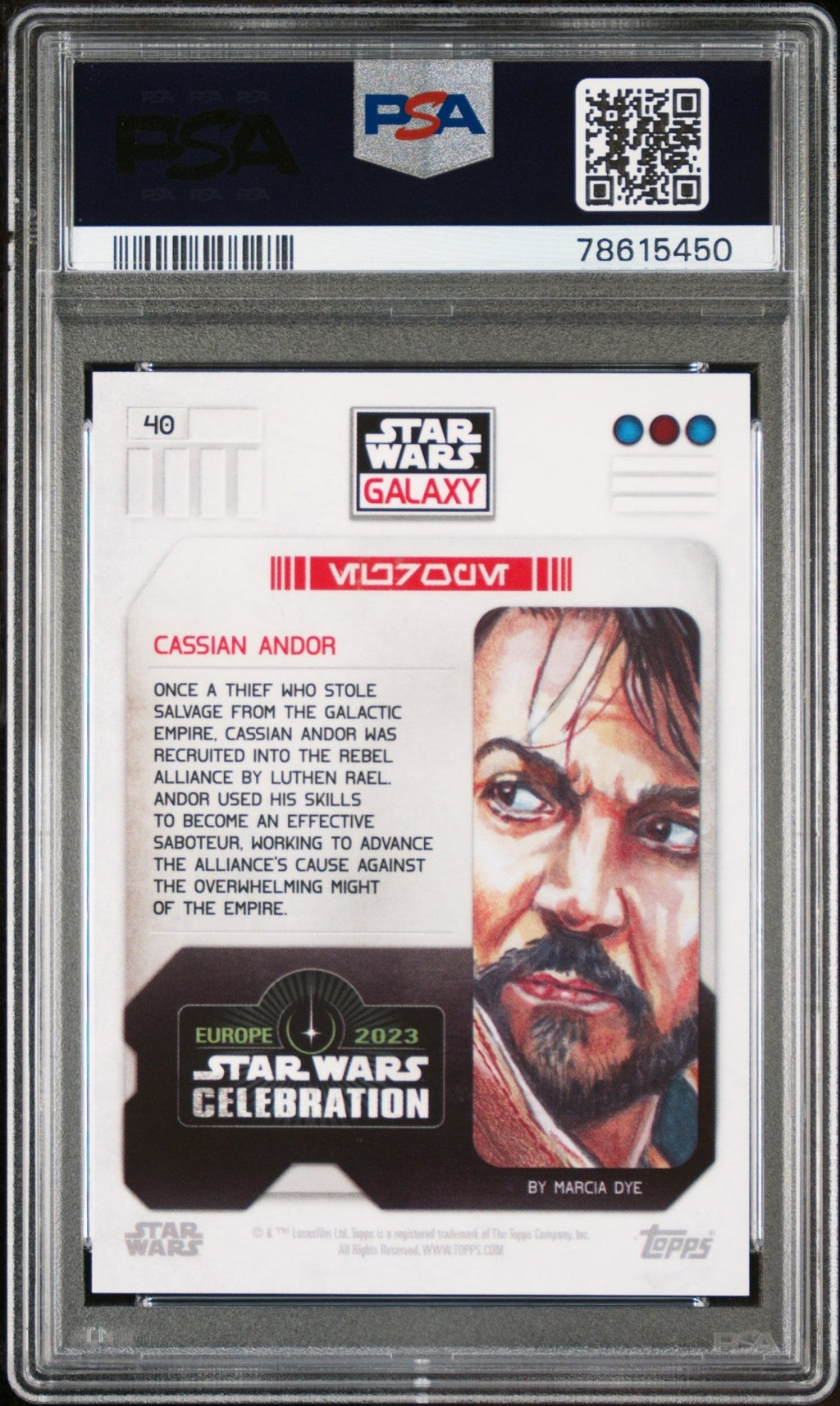 CASSIAN ANDOR PSA 10 2023 Star Wars Galaxy Celebration Europe #40 Star Wars Base Graded Cards - Hobby Gems