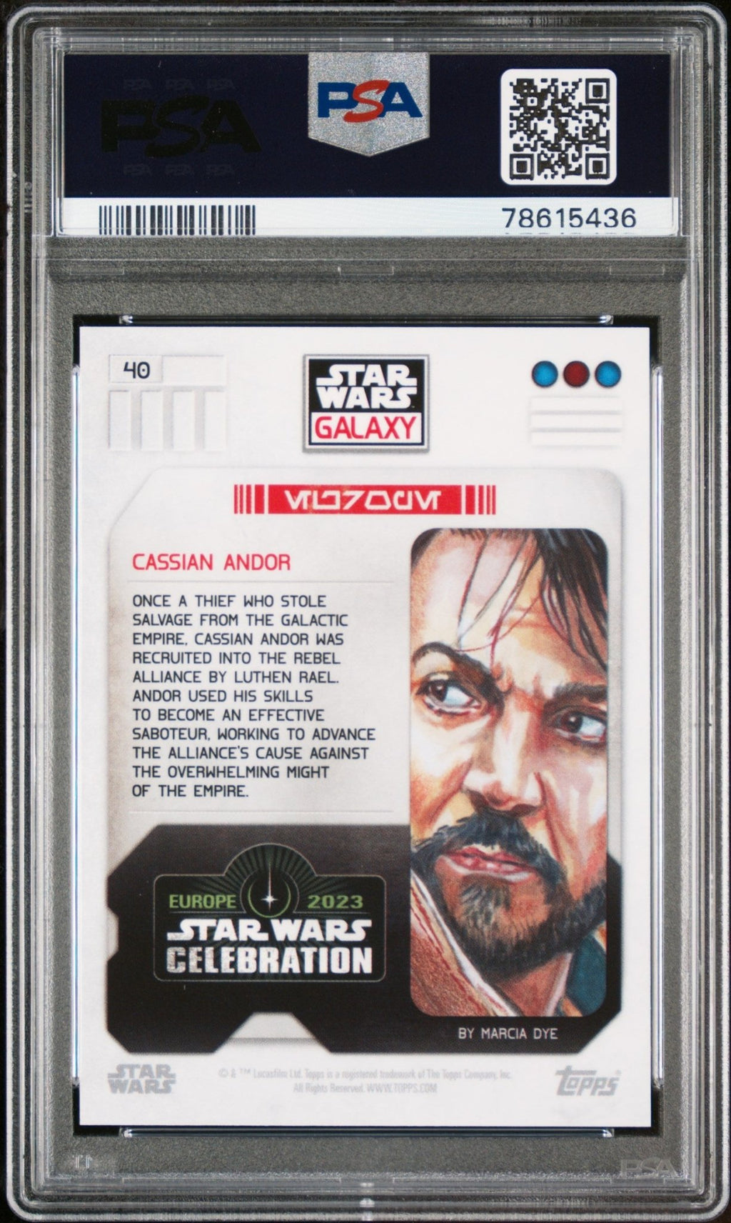 CASSIAN ANDOR PSA 10 2023 Topps Star Wars Celebration Europe Yellow Foil #40 110/150 Star Wars Graded Cards Parallel Serial Numbered - Hobby Gems