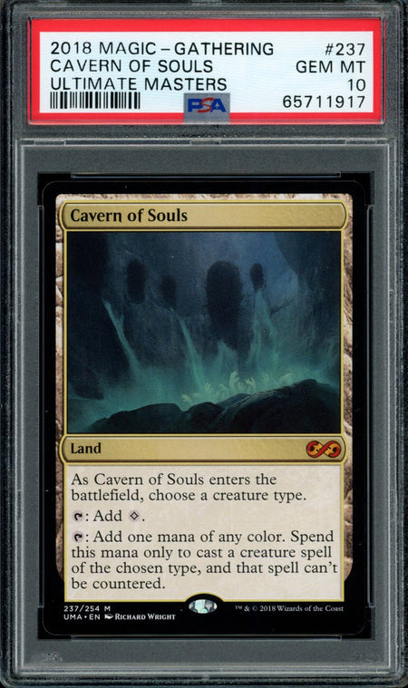 CAVERN OF SOULS PSA 10 2018 Ultimate Masters Magic the Gathering Mythic 237 Magic the Gathering Base Graded Cards - Hobby Gems