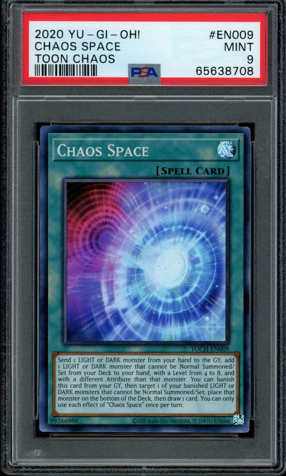 CHAOS SPACE TOCH-EN009 Super Rare PSA 9 2020 Toon Chaos Unlimited C1 Yu-Gi-Oh Base Graded Cards - Hobby Gems