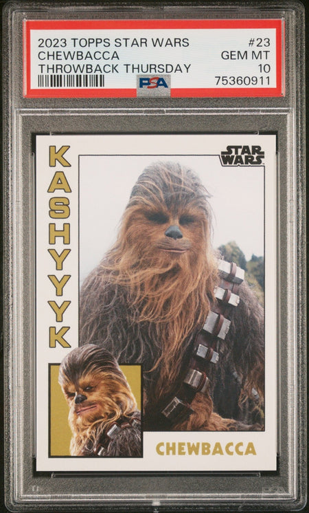 CHEWBACCA PSA 10 2023 Topps Star Wars Throwback Thursday TBT #23 C1 Star Wars Base Graded Cards - Hobby Gems