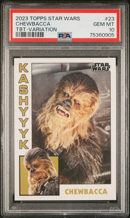 CHEWBACCA PSA 10 2023 Topps Star Wars Throwback Thursday TBT Image Variation #23 Star Wars Graded Cards Insert Short Print - Hobby Gems