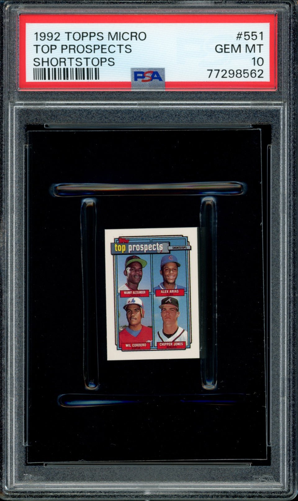 CHIPPER JONES PSA 10 1992 Topps Micro #551 C1 Baseball Base Graded Cards - Hobby Gems