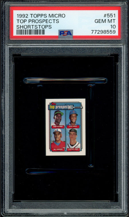 CHIPPER JONES PSA 10 1992 Topps Micro #551 C2 Baseball Base Graded Cards - Hobby Gems