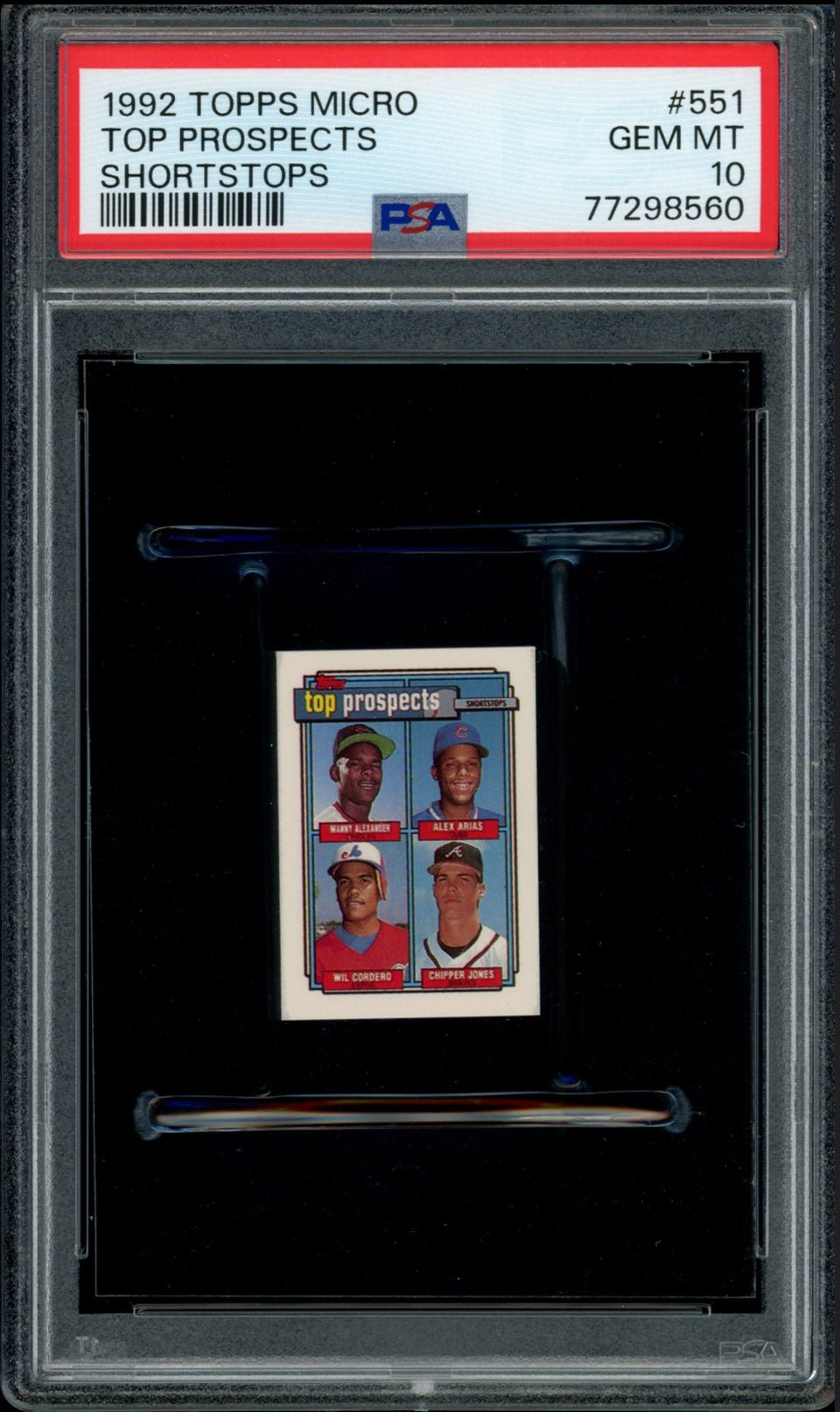 CHIPPER JONES PSA 10 1992 Topps Micro #551 C3 Baseball Base Graded Cards - Hobby Gems