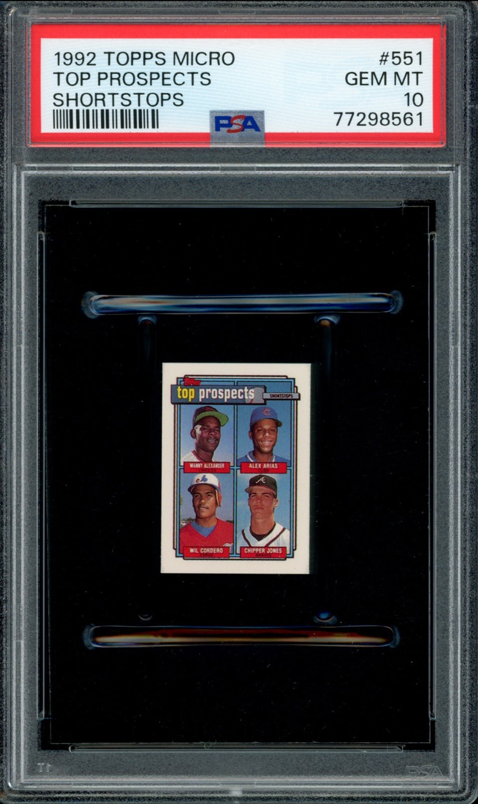 CHIPPER JONES PSA 10 1992 Topps Micro #551 C4 Baseball Base Graded Cards - Hobby Gems