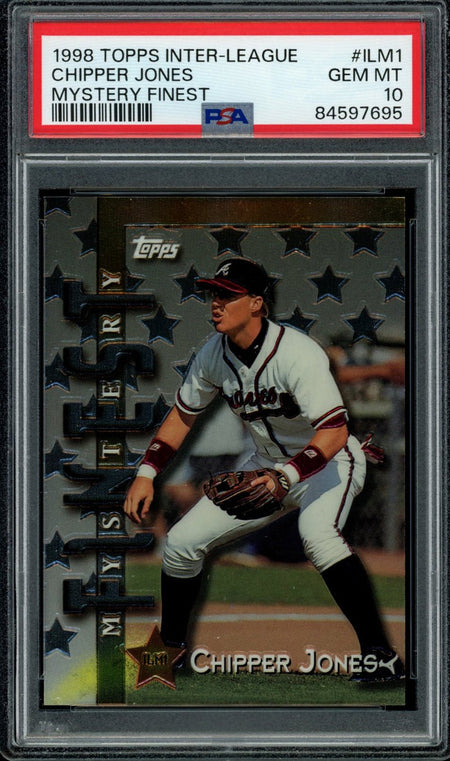 CHIPPER JONES PSA 10 1998 Topps Inter-League Mystery Finest Ripken Maddux Palmeiro Baseball Graded Cards Insert - Hobby Gems