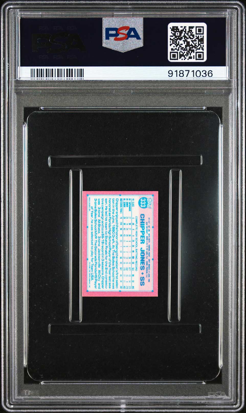 CHIPPER JONES PSA 8 1991 Topps Micro RC #333 C1 Baseball Base Graded Cards RC - Hobby Gems