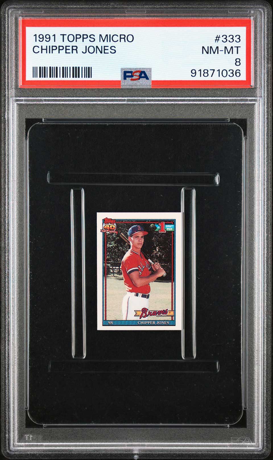 CHIPPER JONES PSA 8 1991 Topps Micro RC #333 C1 Baseball Base Graded Cards RC - Hobby Gems