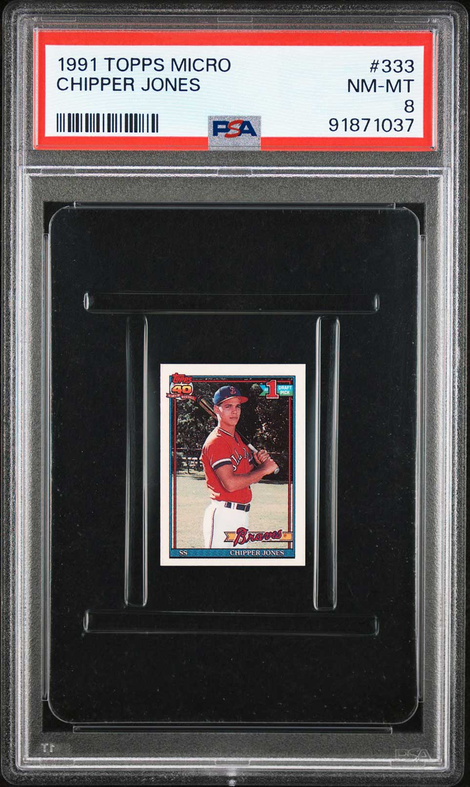 CHIPPER JONES PSA 8 1991 Topps Micro RC #333 C2 Baseball Base Graded Cards RC - Hobby Gems