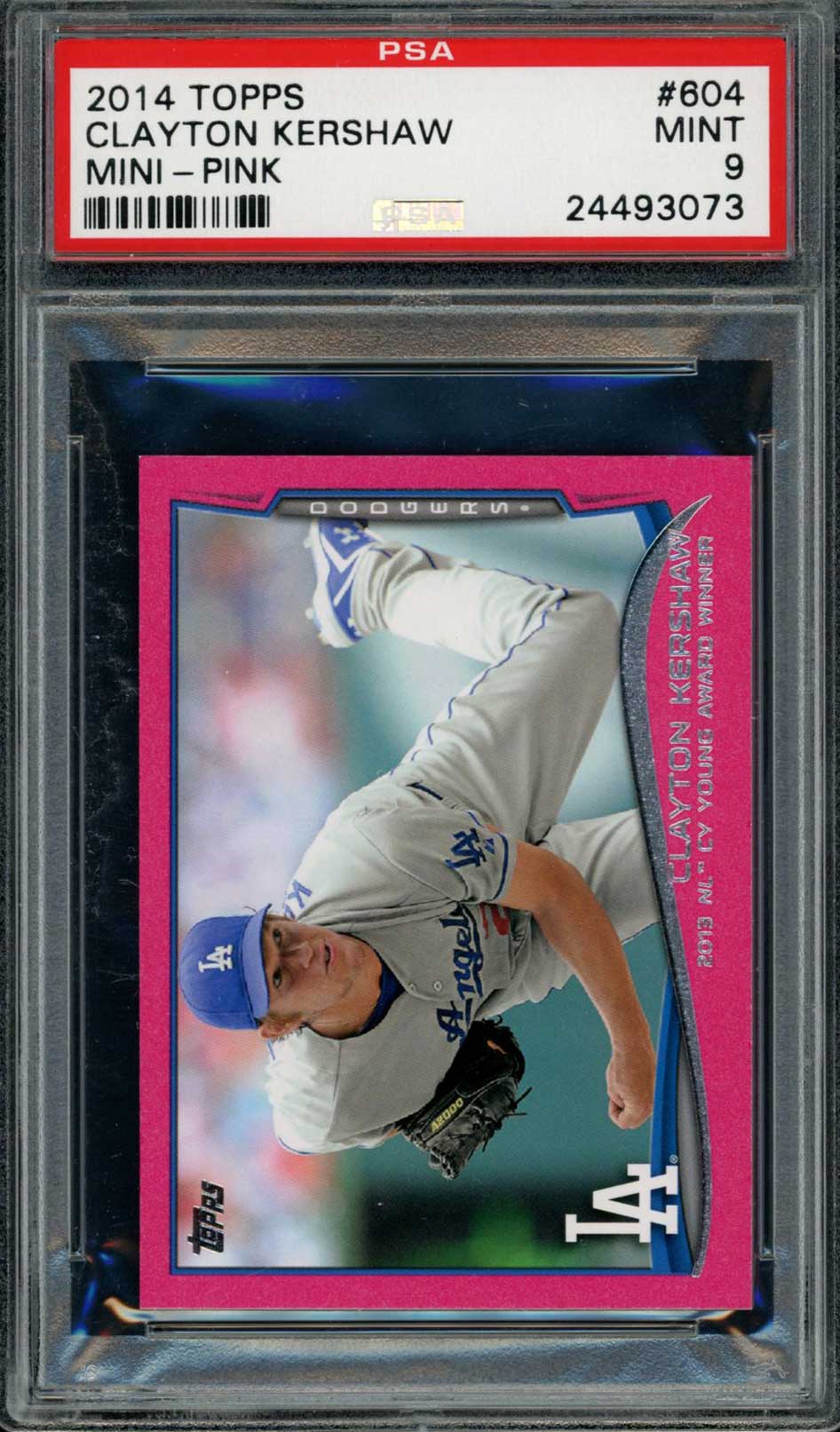 CLAYTON KERSHAW PSA 9 2014 Topps Mini Pink #604 19/25 Baseball Graded Cards Parallel Serial Numbered - Hobby Gems