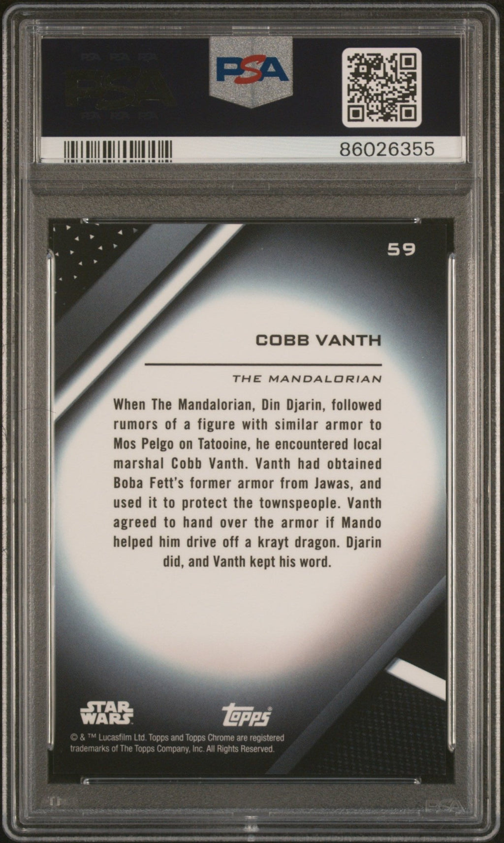 COBB VANTH PSA 10 2022 Topps Chrome Black Star Wars #59 Star Wars Base Graded Cards - Hobby Gems