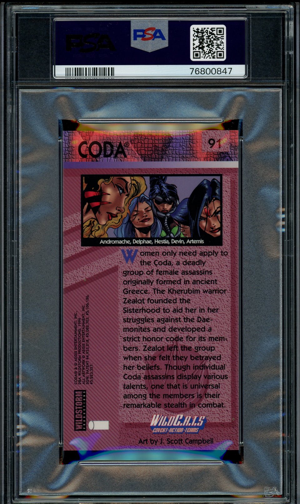 CODA PSA 9 1994 Wildstorm WildC.A.T.S. Widevision #91 WildC.A.T.S. Base Graded Cards - Hobby Gems