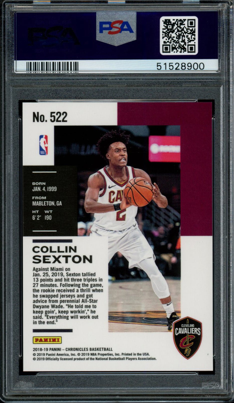 COLLIN SEXTON PSA 10 2018-19 Panini Chronicles RC Optichrome #522 Basketball Base Graded Cards RC - Hobby Gems