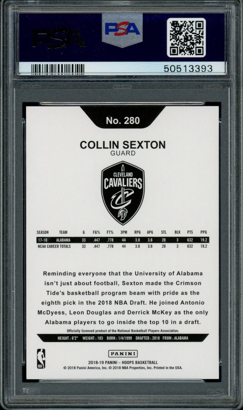 COLLIN SEXTON PSA 10 2018-19 Panini NBA Hoops RC #280 Basketball Base Graded Cards RC - Hobby Gems