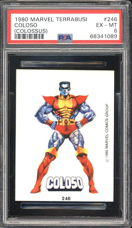 COLOSSUS PSA 6 1980 Marvel Terrabusi Sticker #246 Coloso C1 Marvel Graded Cards Sticker - Hobby Gems