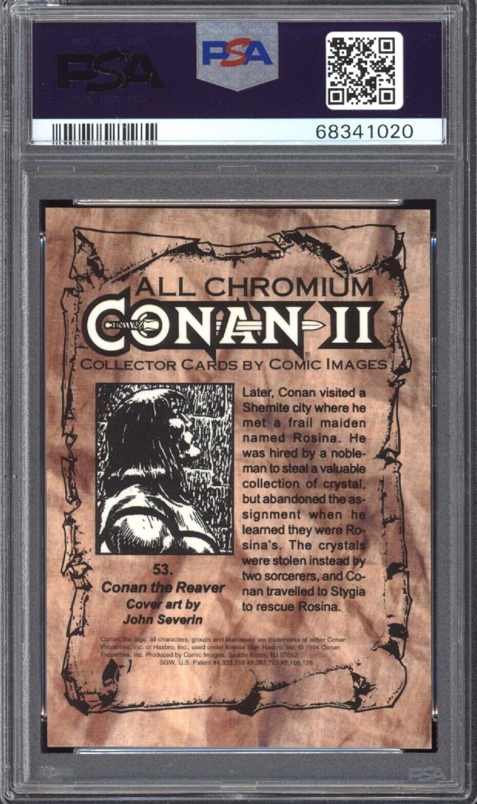 CONAN THE BARBARIAN PSA 9 1994 Comic Images Conan II Holochrome #53 Marvel Base Graded Cards - Hobby Gems