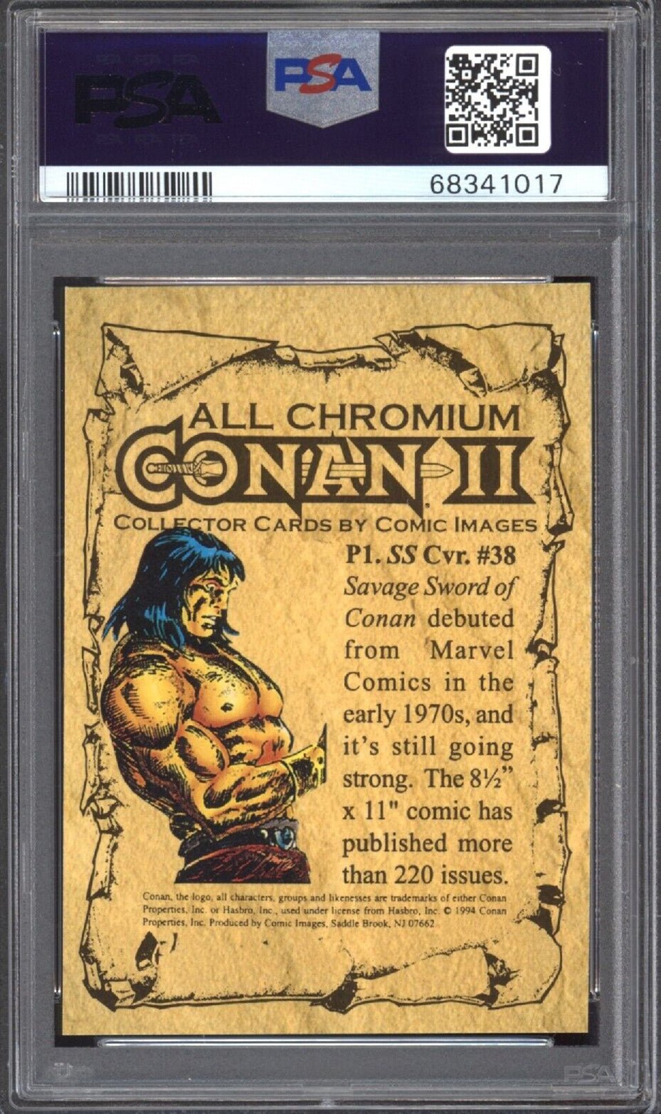 CONAN THE BARBARIAN PSA 9 1994 Comic Images Conan II Prism Insert #P1 Marvel Graded Cards Insert - Hobby Gems