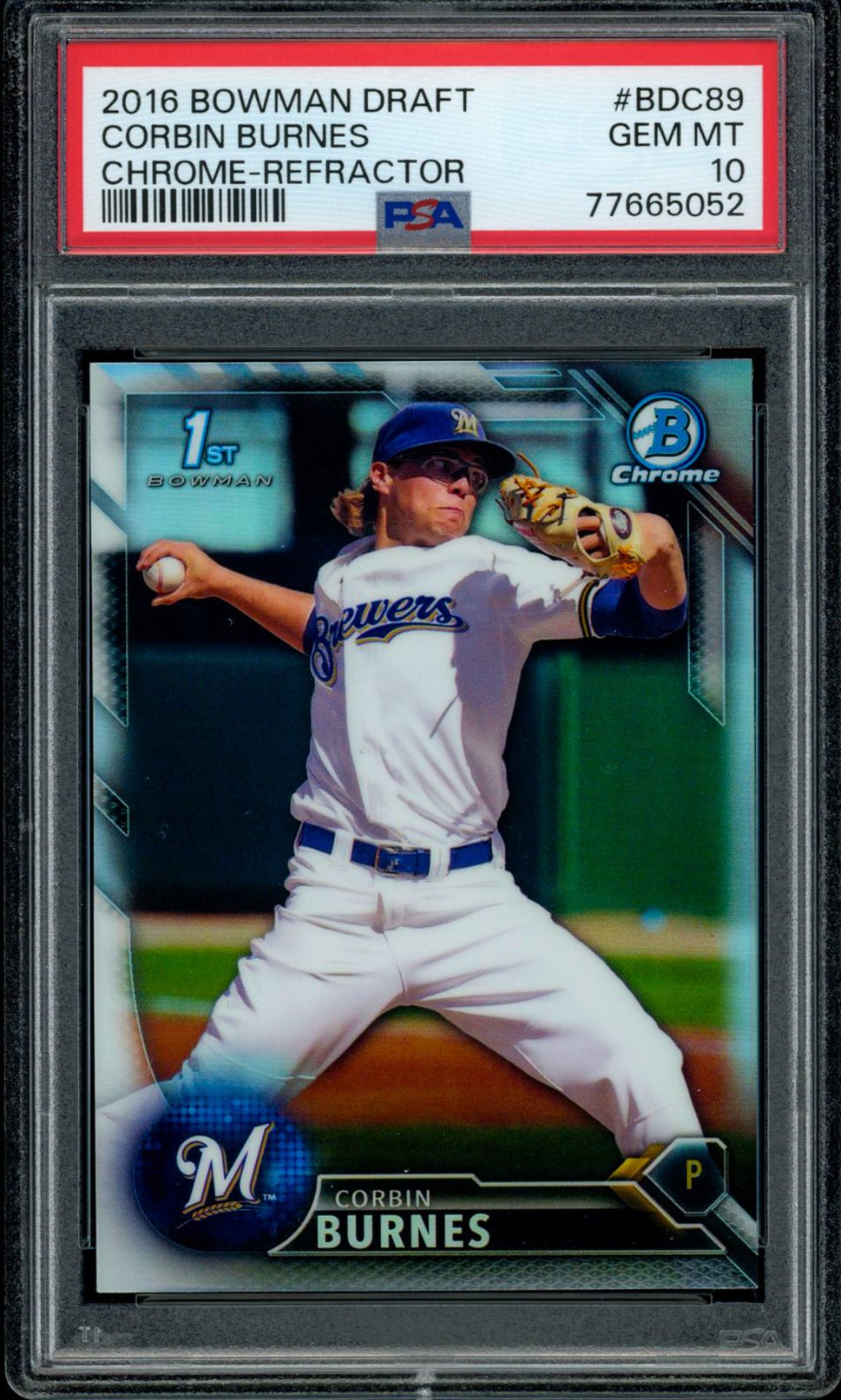 CORBIN BURNES PSA 10 2016 Bowman Chrome Draft Refractor #BDC-89 Baseball Graded Cards Parallel Prospect - Hobby Gems