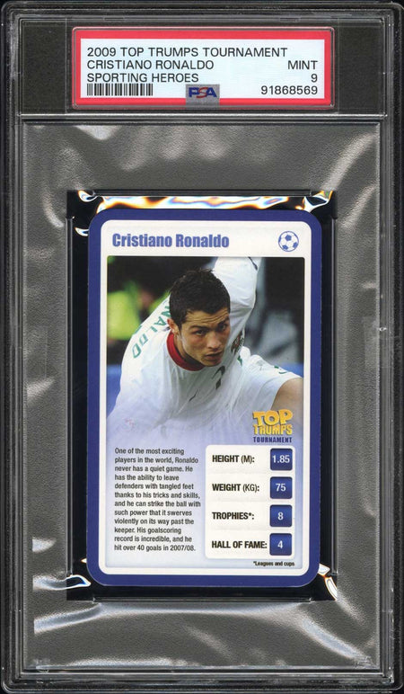 CRISTIANO RONALDO PSA 9 2009 Top Trumps Tournament Sporting Heroes Soccer Base Graded Cards - Hobby Gems