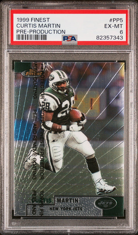 CURTIS MARTIN PSA 6 1999 Topps Finest Pre-Production Promo #PP5 Football Base Graded Cards - Hobby Gems