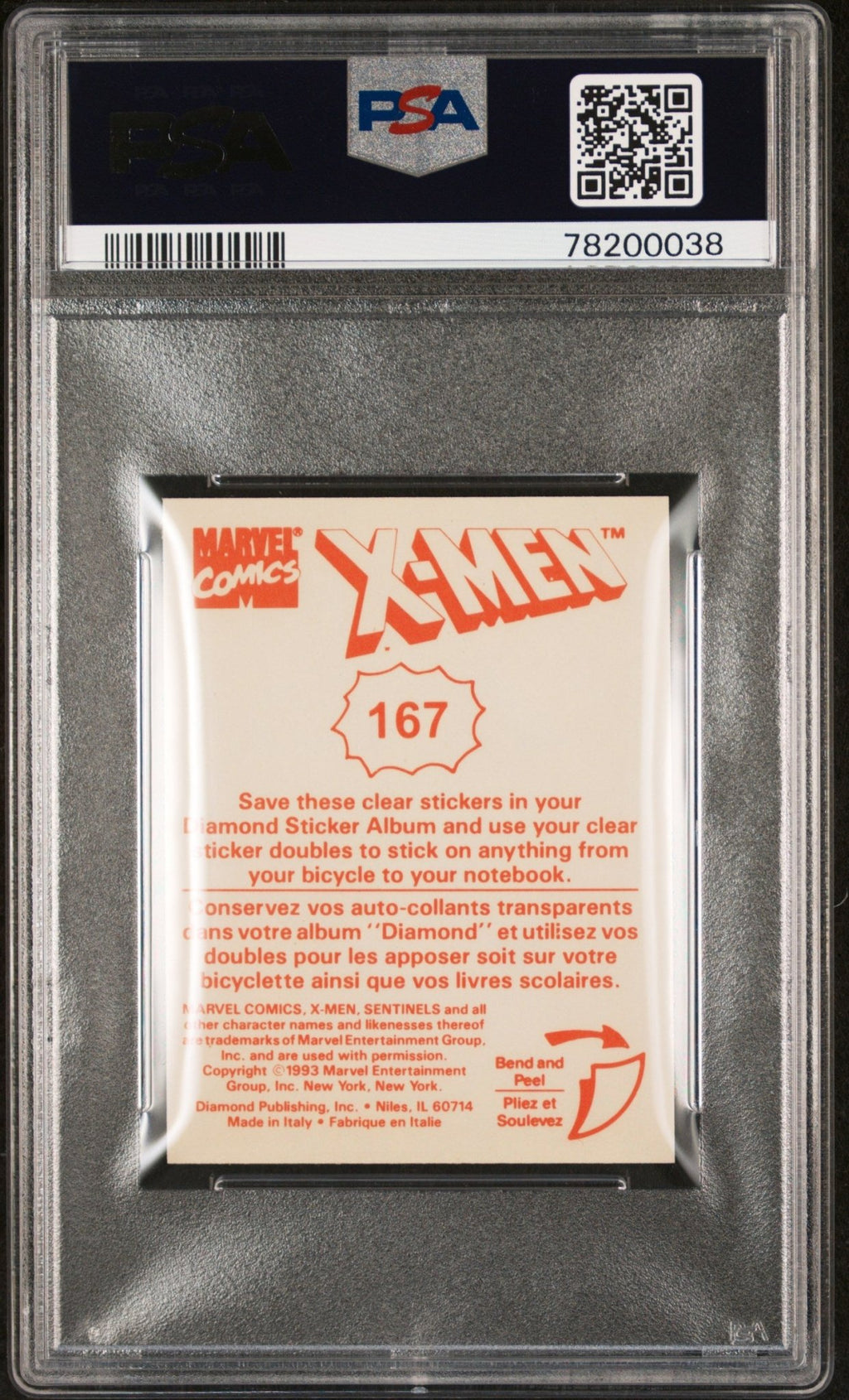 CYCLOPS PSA 7 1993 Diamond Marvel X-Men Clear Animation Sticker #167 Marvel Graded Cards Sticker - Hobby Gems