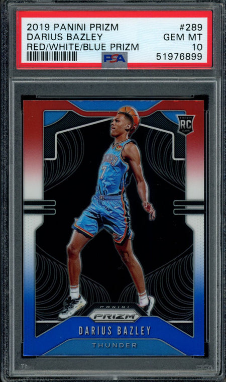 DARIUS BAZLEY PSA 10 2019-20 Panini Prizm RC Red White Blue Prizm #289 Basketball Graded Cards Parallel RC - Hobby Gems