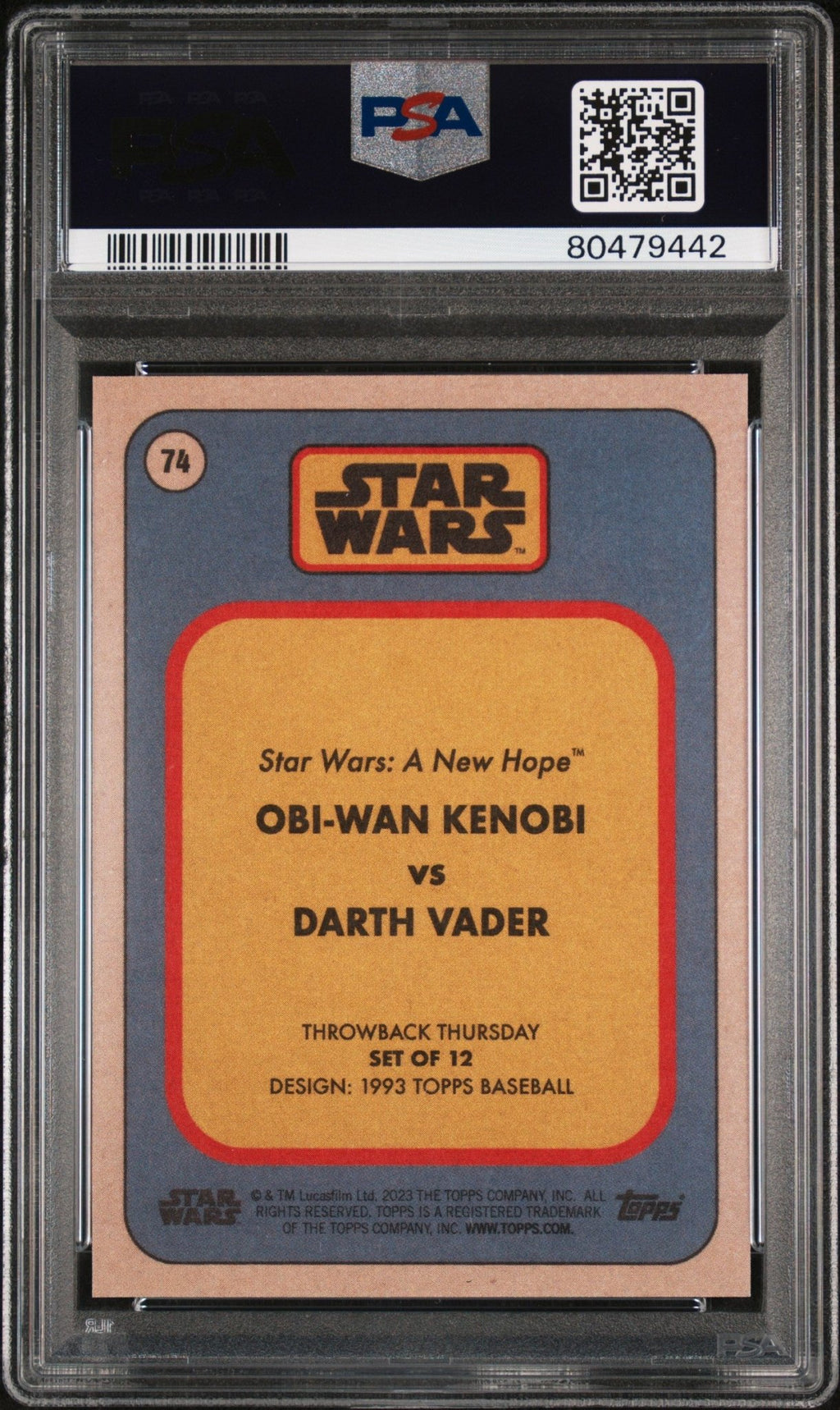 DARTH VADER OBI-WAN KENOBI PSA 9 2023 Topps Star Wars Throw Back Thursday #74 C2 Star Wars Base Graded Cards - Hobby Gems