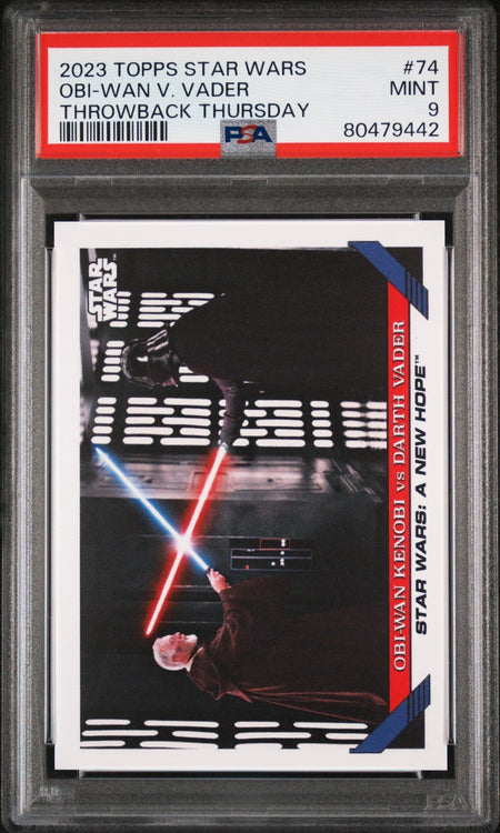 DARTH VADER OBI-WAN KENOBI PSA 9 2023 Topps Star Wars Throw Back Thursday #74 C2 Star Wars Base Graded Cards - Hobby Gems