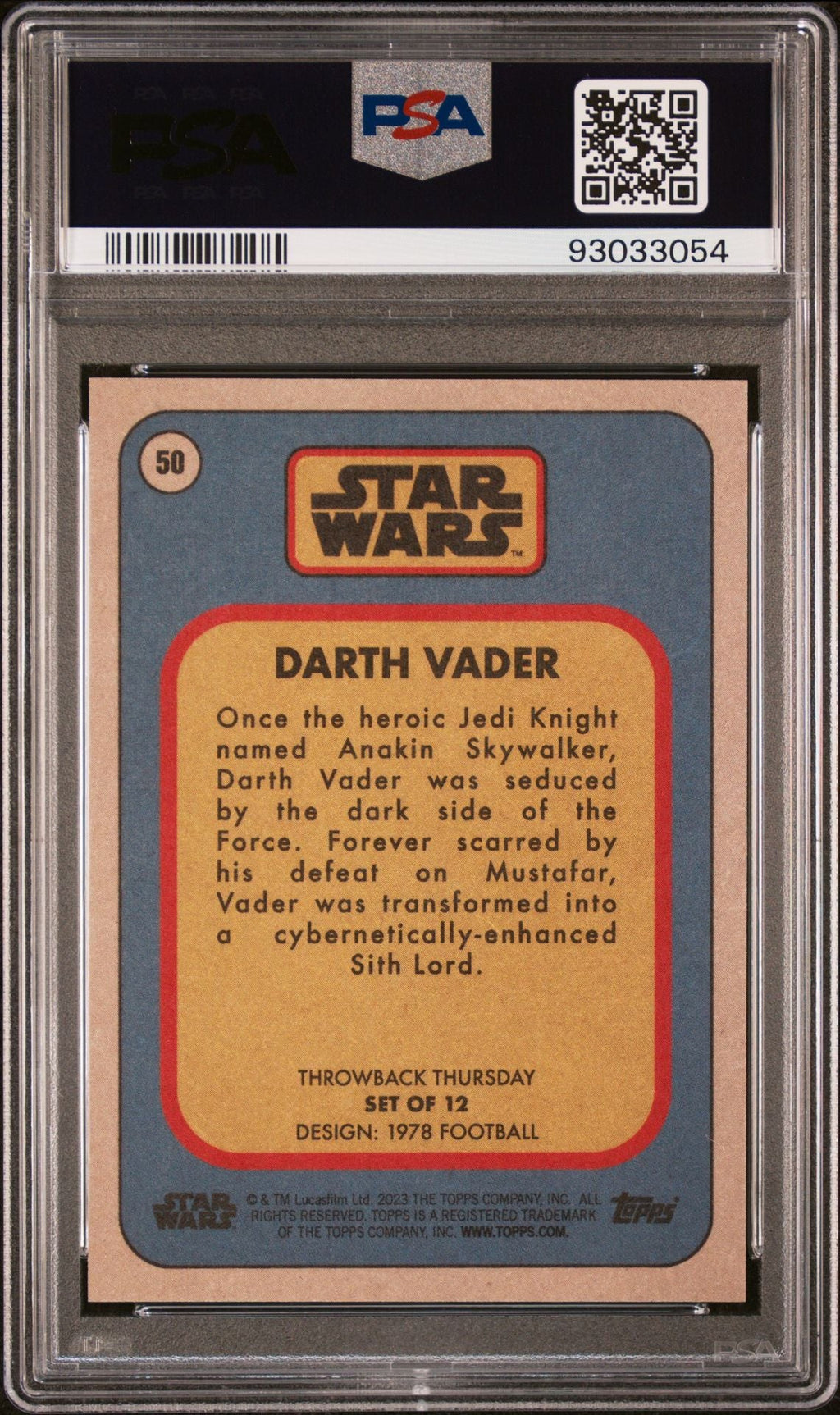 DARTH VADER PSA 10 2023 Topps Star Wars Throwback Thursday TBT #50 C1 Star Wars Base Graded Cards - Hobby Gems