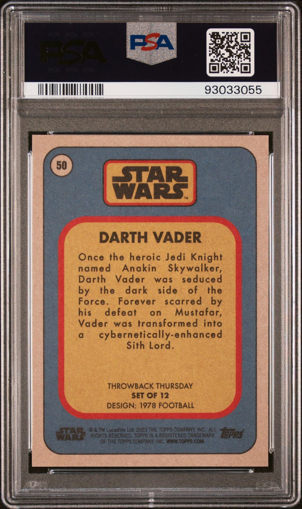 DARTH VADER PSA 10 2023 Topps Star Wars Throwback Thursday TBT #50 C2 Star Wars Base Graded Cards - Hobby Gems