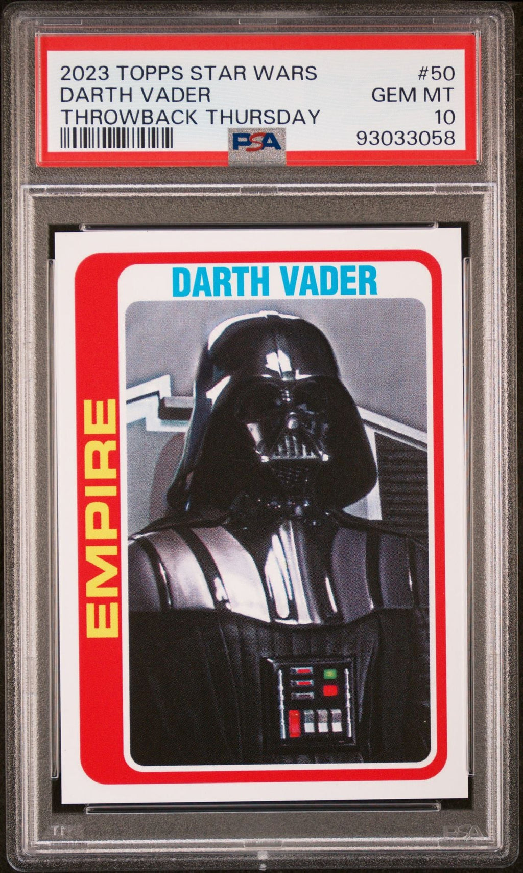 DARTH VADER PSA 10 2023 Topps Star Wars Throwback Thursday TBT #50 C5 Star Wars Base Graded Cards - Hobby Gems