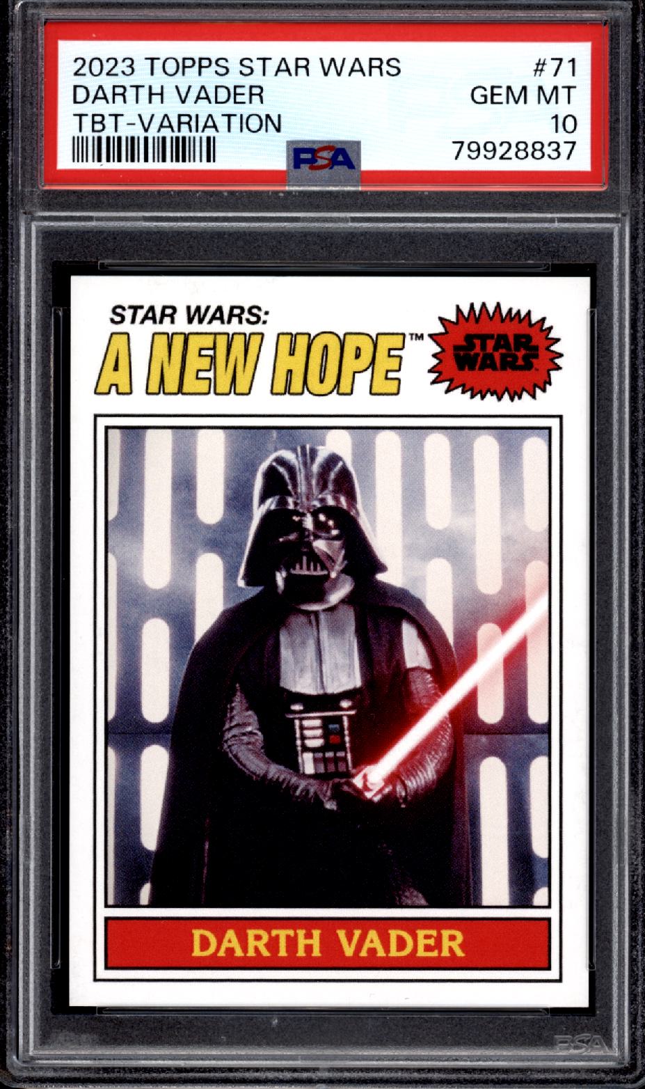 DARTH VADER PSA 10 2023 Topps Star Wars Throwback Thursday TBT #71 Variation Star Wars Graded Cards Insert Short Print - Hobby Gems