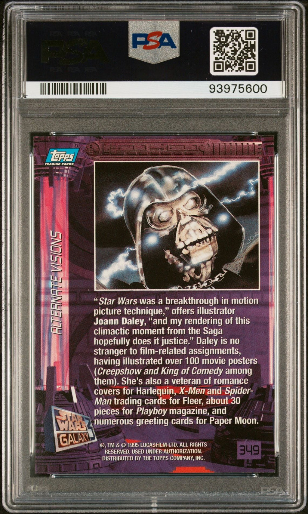 DARTH VADER PSA 8 1995 Star Wars Galaxy Series 3 1st Day Production #349 Star Wars Graded Cards Insert - Hobby Gems