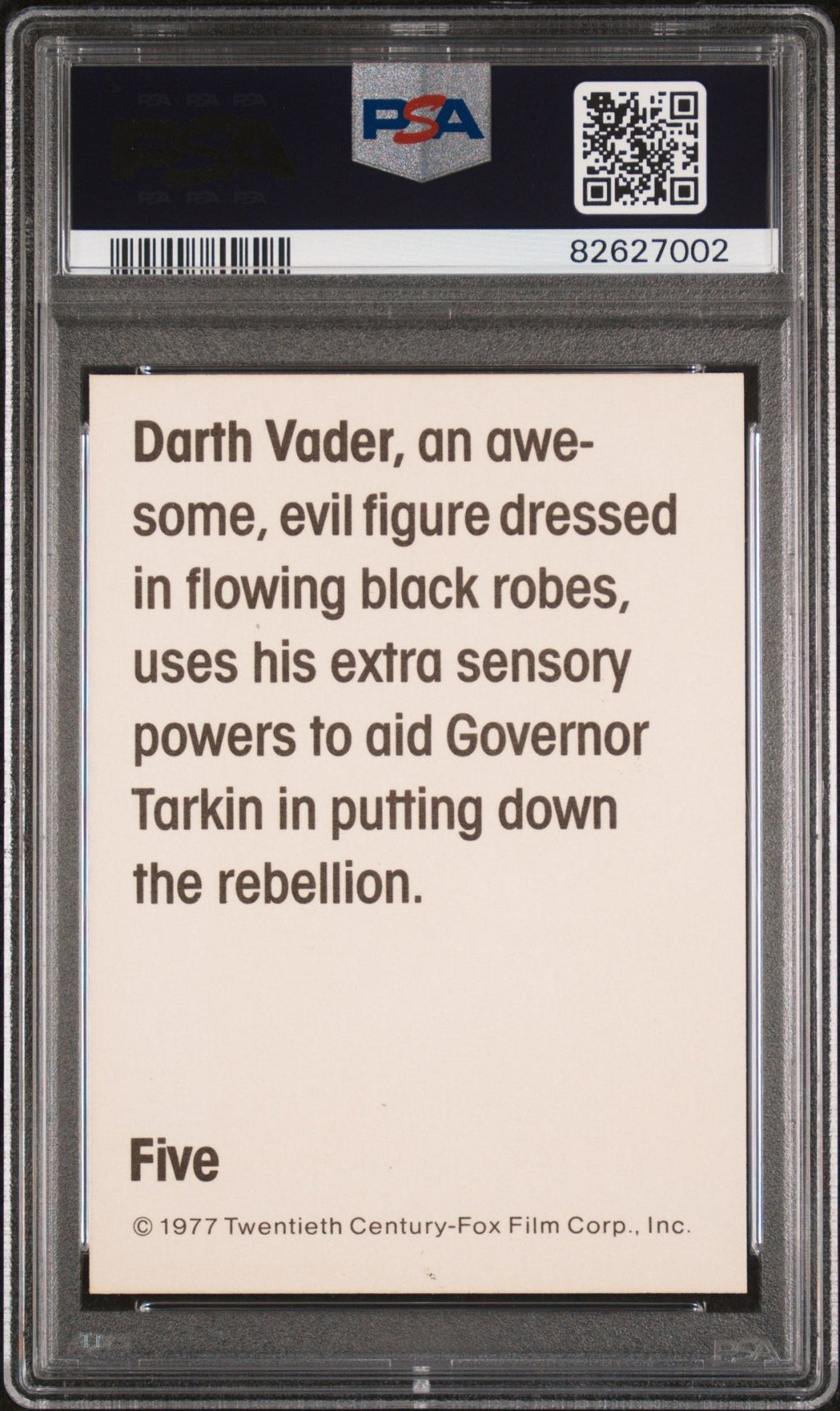 DARTH VADER PSA 8.5 1977 Star Wars Wonder Bread #5 Star Wars Base Graded Cards - Hobby Gems