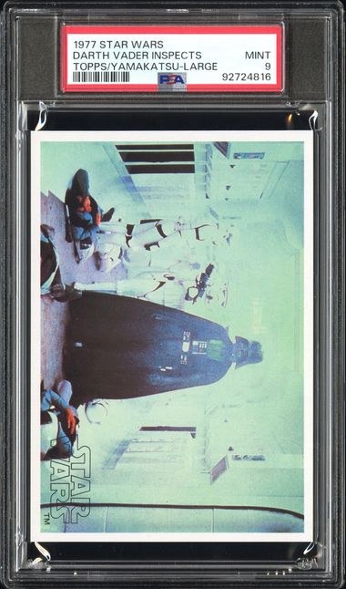 DARTH VADER PSA 9 1977 Star Wars Topps Yamakatsu Large Vader Inspects Ship C3 Star Wars Base Graded Cards - Hobby Gems